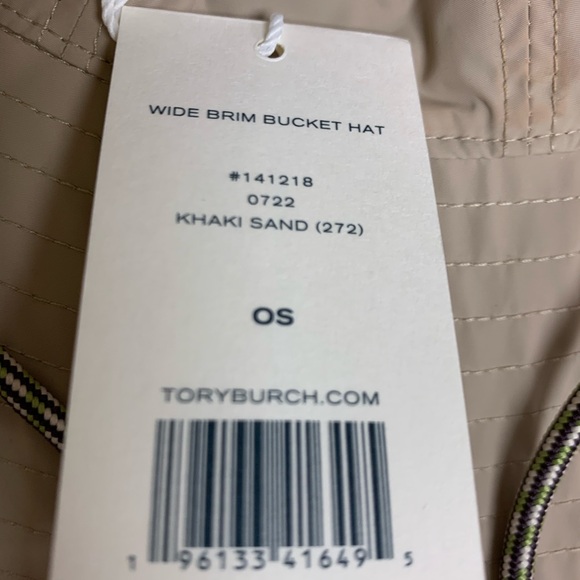 Tory Burch Sport Tan Bucket Hat with Colorful Logo - Picture 3 of 6